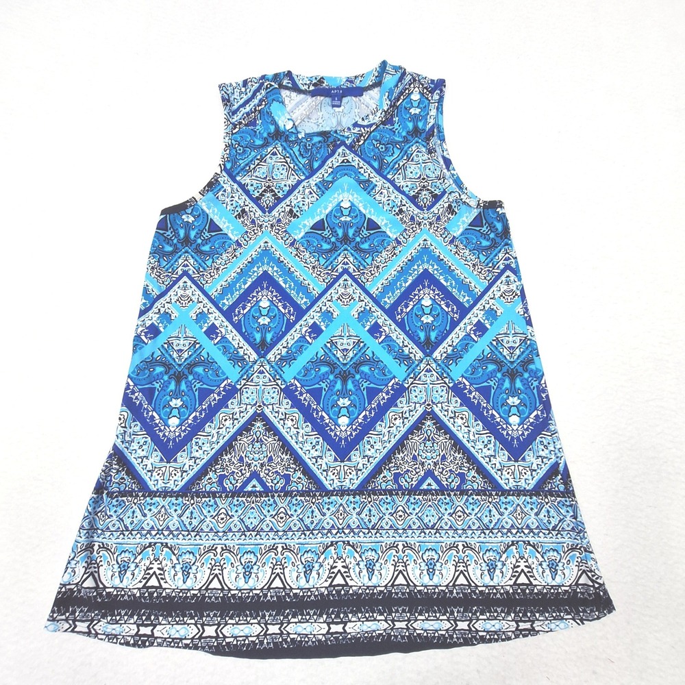 Apt. 9‎ Tank Top Womens Small Blue Geometric Paisley Sleeveless Shell Scoop Neck